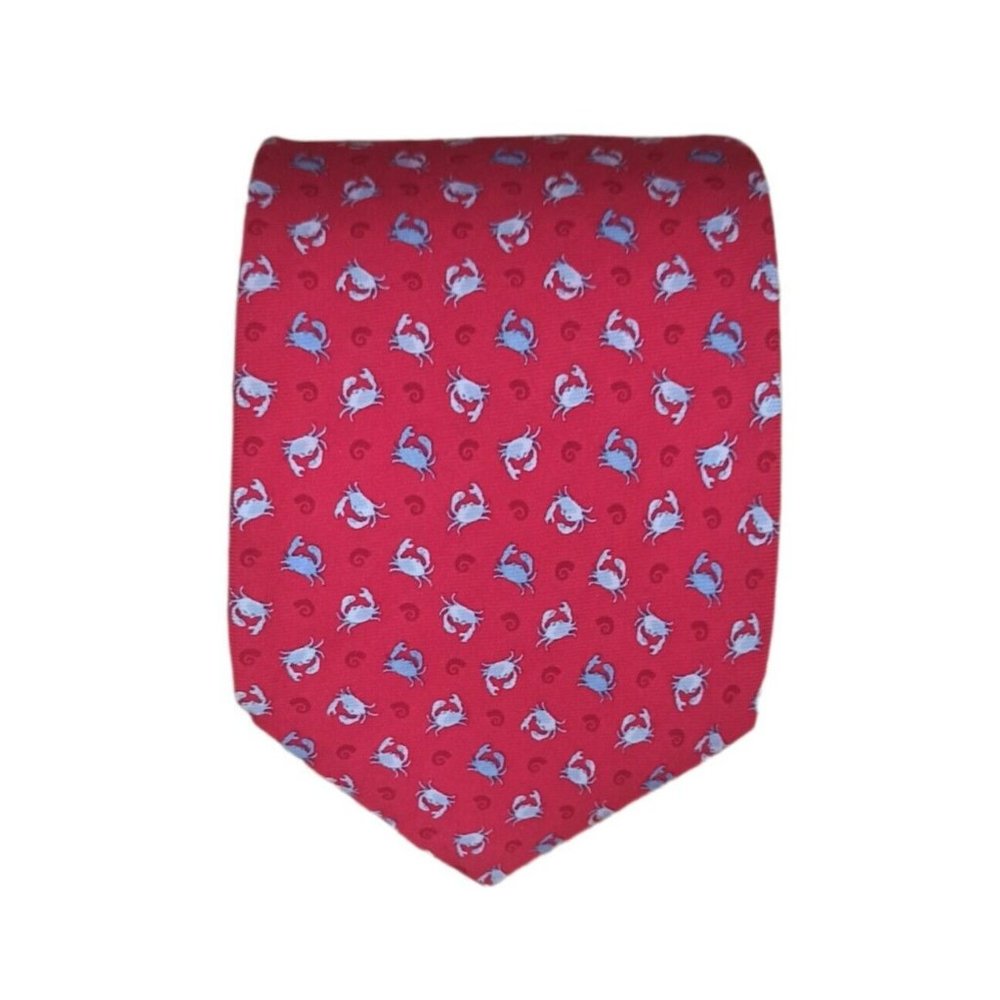 BROOKS BROTHERS 346 Red Crab Silk Tie USA 62"/ 3.5" EC